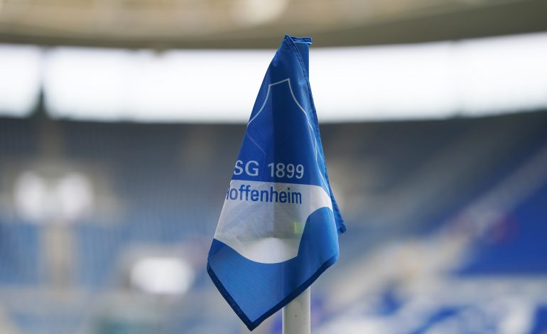 Flagge von der TSG Hoffenheim an einer Eckfahne. Kadir Seven
