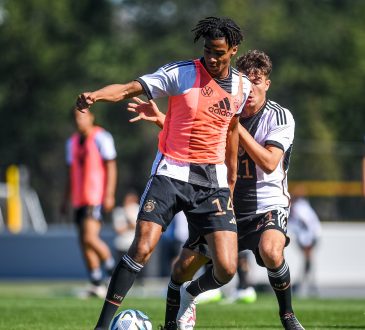 David Odogu im Zweikampf mit Mittelfeldspieler Etienne Borie.