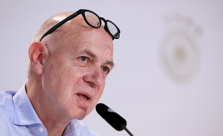 Bernd Neuendorf bei einer Pressekonferenz zur WM 2022