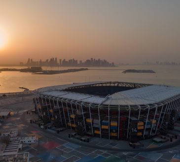 Ein Stadion in Katar aus der Vogelperspektive