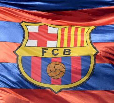 Fahne mit dem Vereinswappen des FC Barcelona