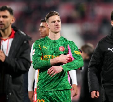 GIRONA, SPAIN - JANUARY 26: Marc-Andre ter Stegen of Girona FC looks on after the LaLiga EA Sports match between Girona FC and Getafe CF at Montilivi Stadium on January 26, 2026 in Girona, Spain. (Photo by Alex Caparros/Getty Images)