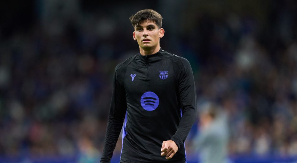 FC Barcelona-Verteidiger Gerard Martín beim Aufwärmen.