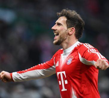 Leon Goretzka von Bayern München bejubelt seinen Treffer gegen Werder Bremen