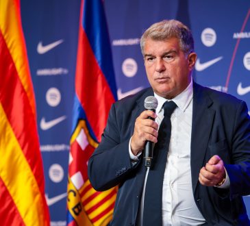 Joan Laporta, Präsident des FC Barcelona Joan hält eine Rede.