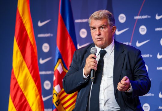 Joan Laporta, Präsident des FC Barcelona Joan hält eine Rede.