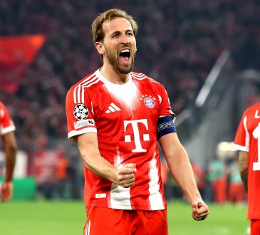 Harry Kane feiert einen Treffer gegen Atalanta Bergamo.