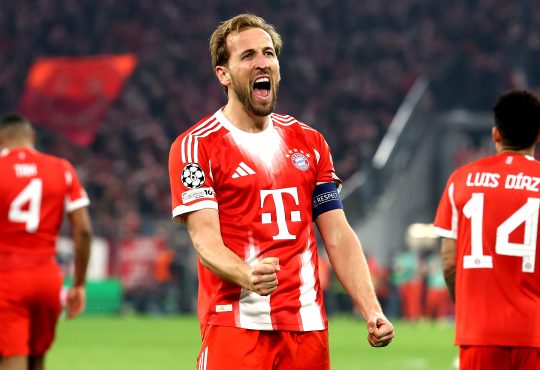 Harry Kane feiert einen Treffer gegen Atalanta Bergamo.