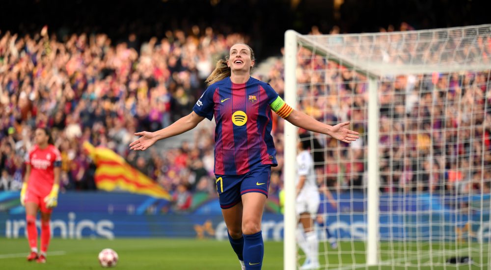 Alexia Putellas jubelt im Trikot des FC Barcelona