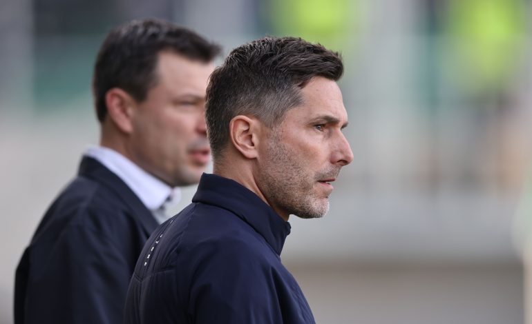 Stefan Leitl und Benjamin Weber vor dem Spiel der 2. Bundesliga zwischen dem SC Preußen Münster und Hertha BSC